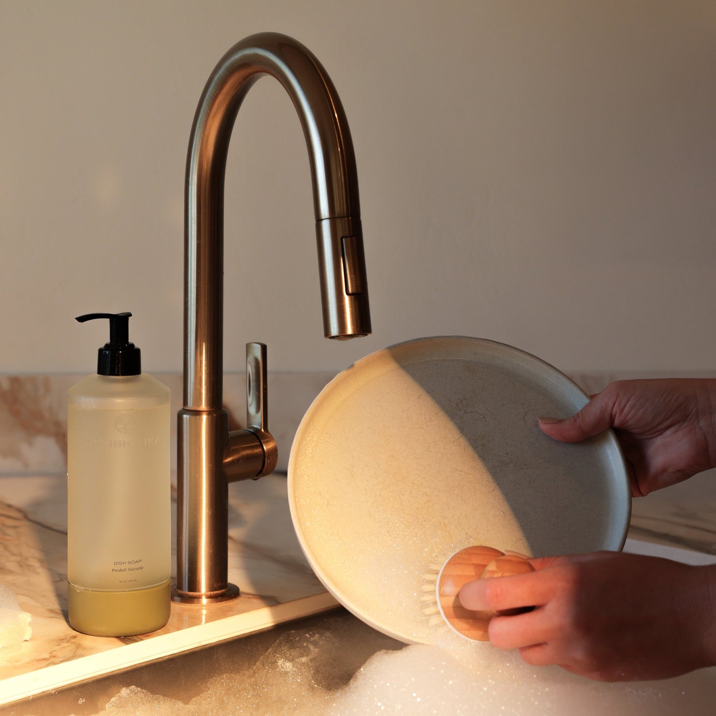 Person using Dish Soap to wash dishes